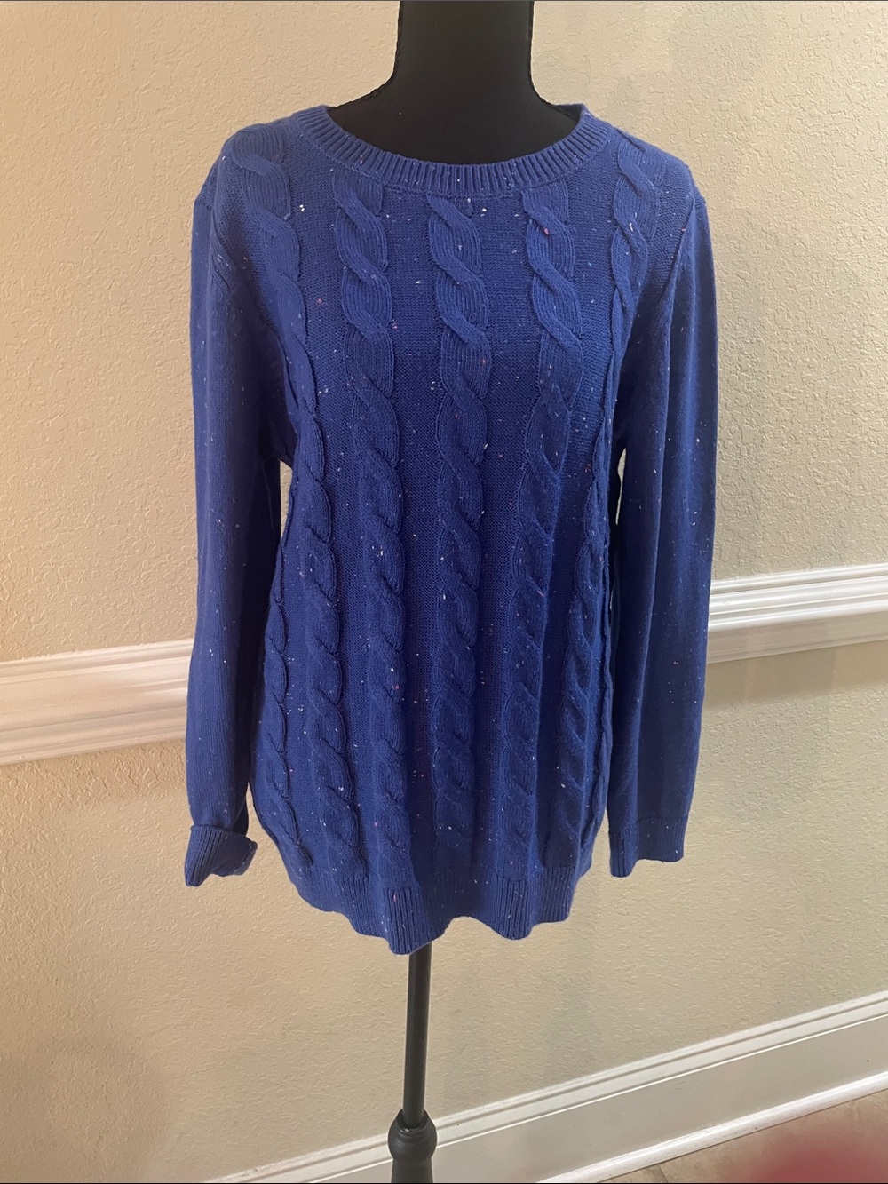 Talbots Royal Blue Cable Knit Scoop Neck Sweater